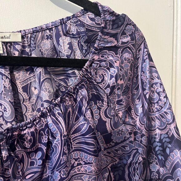 QUINTRSSENTIAL PAISLEY PRINT LONG SLEEVE BLOUSE SZ M - Picture 5 of 6